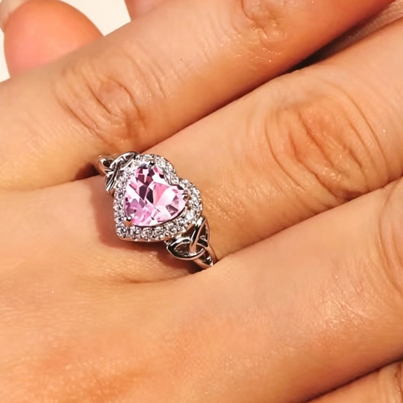 Vintage Openwork Diamond-Set Promise Ring, Heart‑Cut Diamond Halo Women’s Ring