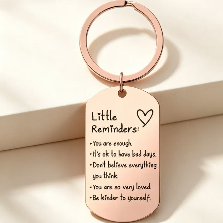 Inspirational Little Reminders Keychain, 3‑Color Motivational Quote Metal Key Ring