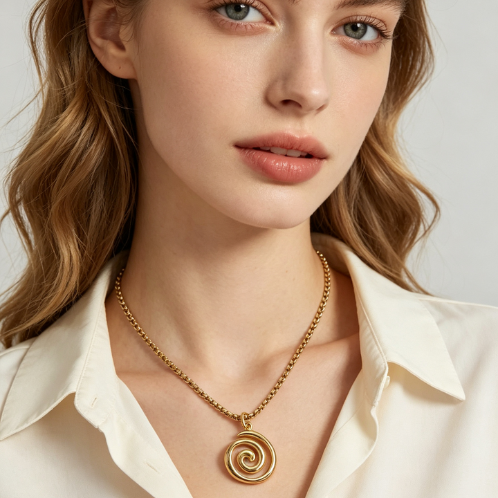 Minimalist Open Spiral Swirl Pendant Necklace, Y2K Rock Necklace Dainty Everyday Collarbone Jewelry
