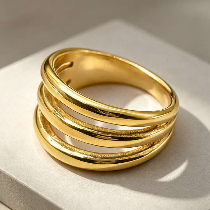 Modern Abstract Multi‑Style Statement Ring Set, Spiral &amp; Triple‑Band Ring