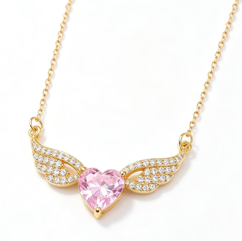 Angel Wings Heart Diamond & Gemstone Pendant Necklaces, Variants Women's Daily Fine Jewelry