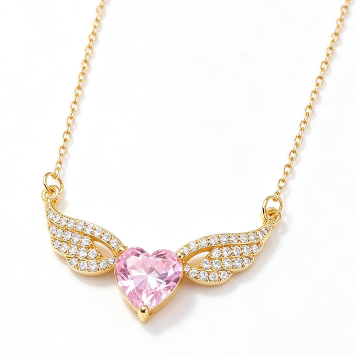 Angel Wings Heart Diamond & Gemstone Pendant Necklaces, Variants Women's Daily Fine Jewelry
