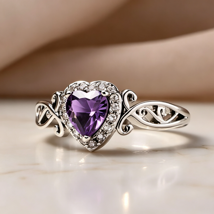 Vintage Openwork Diamond-Set Promise Ring, Heart‑Cut Diamond Halo Women’s Ring