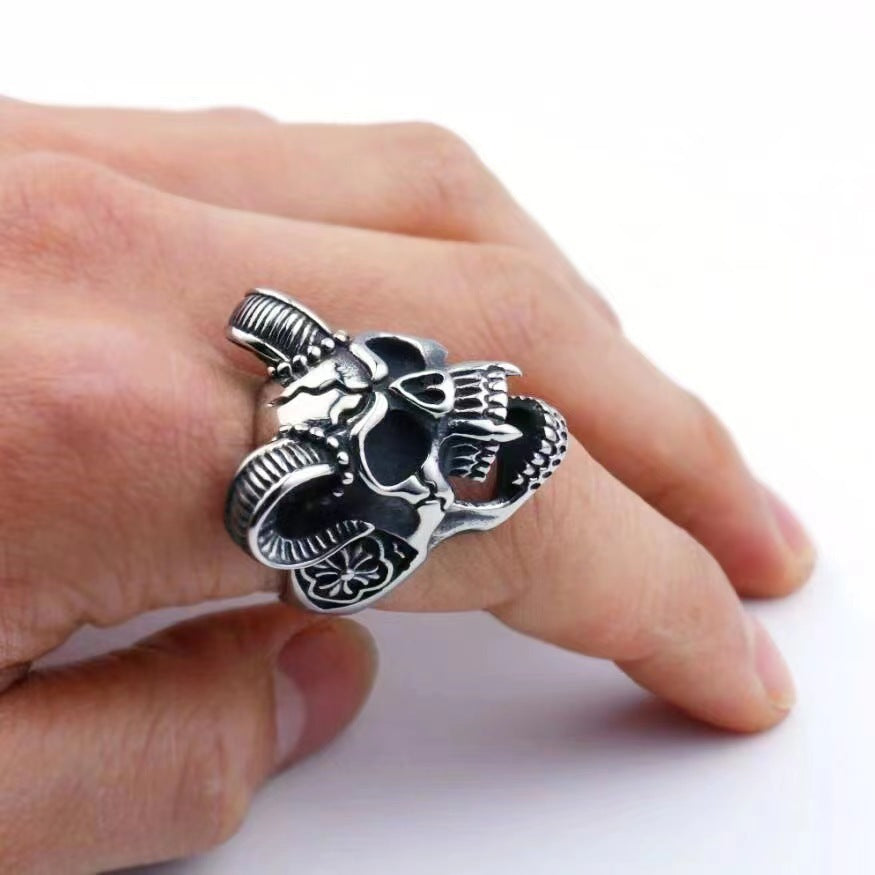 Vintage Goat Head Series Open Adjustable Men’s Rings, Trendy, Distinctive Hip-Hop Ring