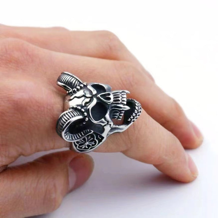 Vintage Goat Head Series Open Adjustable Men’s Rings, Trendy, Distinctive Hip-Hop Ring