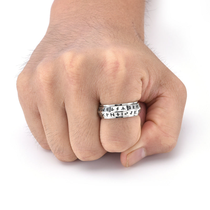 Rune Spinner Rotatable Ring, Stress-Relief Design, Distinctive Ring For Men