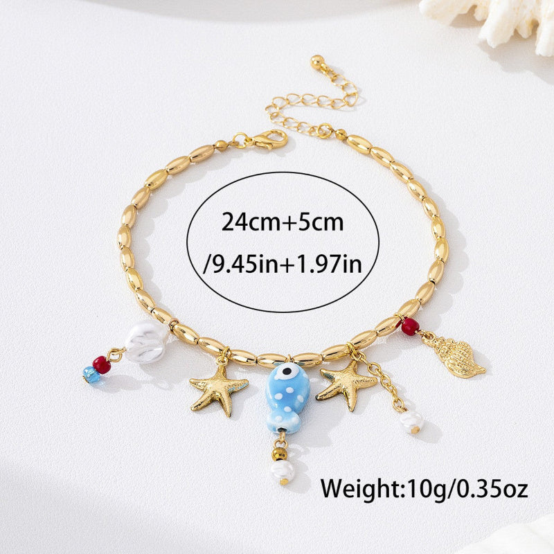 Gold-Tone Adjustable Armband Collection, Bohemian Ocean & Tassel Charm Beach Armbands for Women
