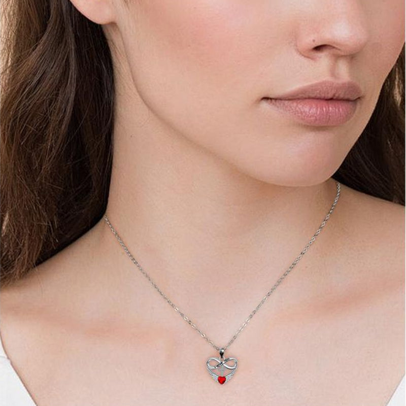 Infinity Heart Cross Angel Wing Necklace, 12 Birthstone For Women Collarbone necklace