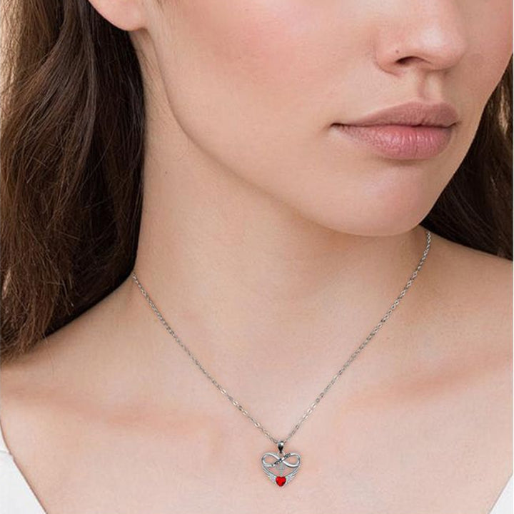 Infinity Heart Cross Angel Wing Necklace, 12 Birthstone For Women Collarbone necklace
