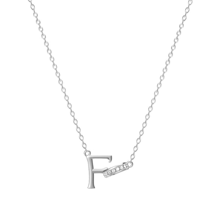 26 Letters Initial Necklace, Diamond Accent Personalized Women Collarbone necklace