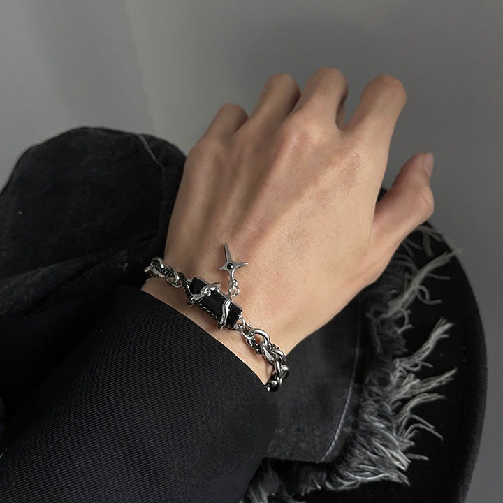 Black Gem Star Charm Jewelry Set, Necklace &amp; Bracelet for Daily Wear &amp; Gifting for Trend‑Lovers