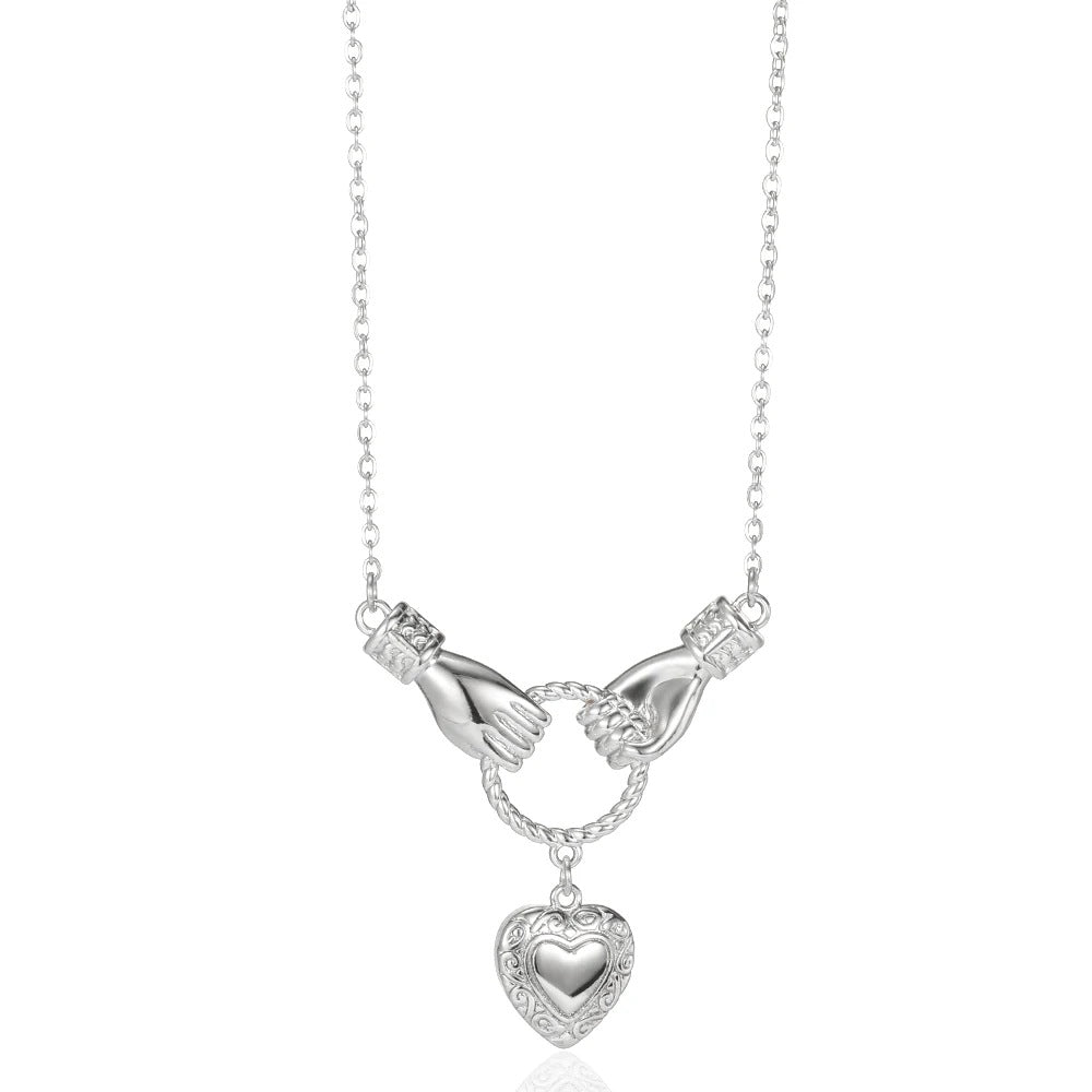 Open Cross‑Heart Ring &amp; Hand‑Hold Heart Necklace, Ideal for Daily Wear &amp; Gifting for Women