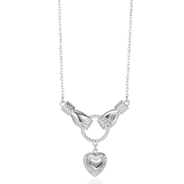 Open Cross‑Heart Ring &amp; Hand‑Hold Heart Necklace, Ideal for Daily Wear &amp; Gifting for Women