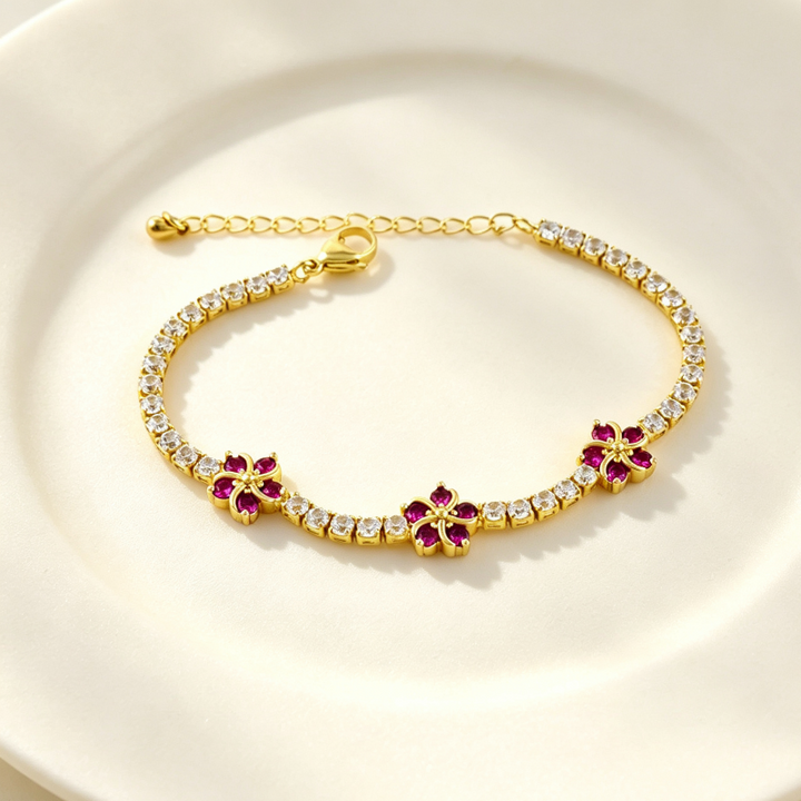 Colored Diamond Tennis Bracelet, Adjustable Extension Dainty Stackable Women Lucky Symbol Wrist Jewelry