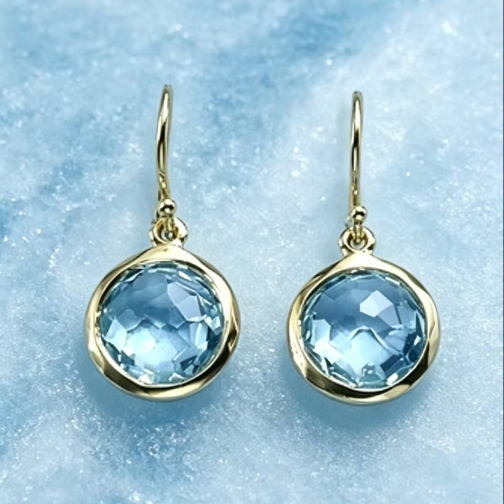 Retro Ethnic Flower Earrings, Bohemian Round Sapphire Pendant Earrings for Women