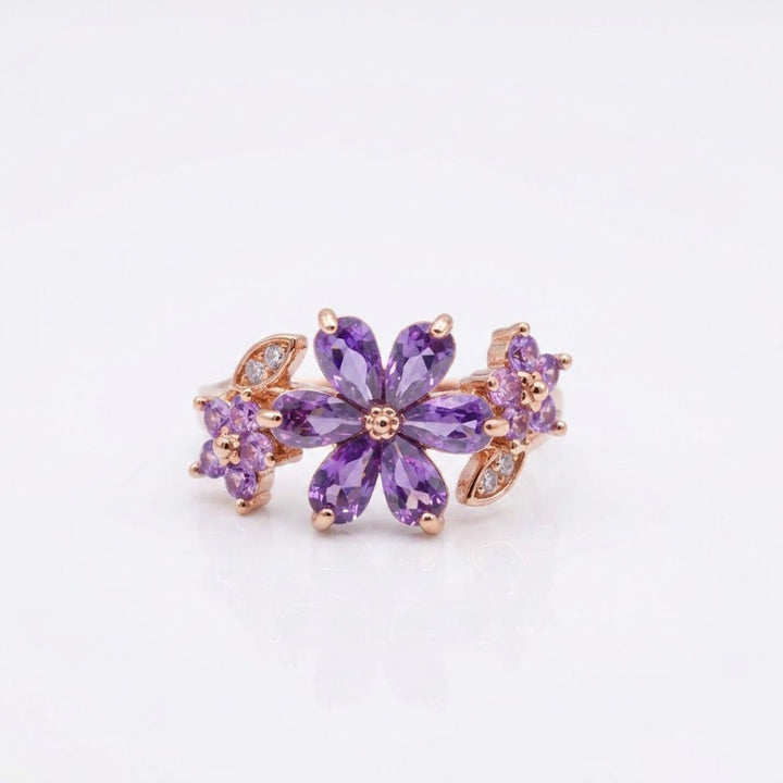 Floral & Bow Diamond Statement Rings, Tone Romantic Whimsical Adjustable open design