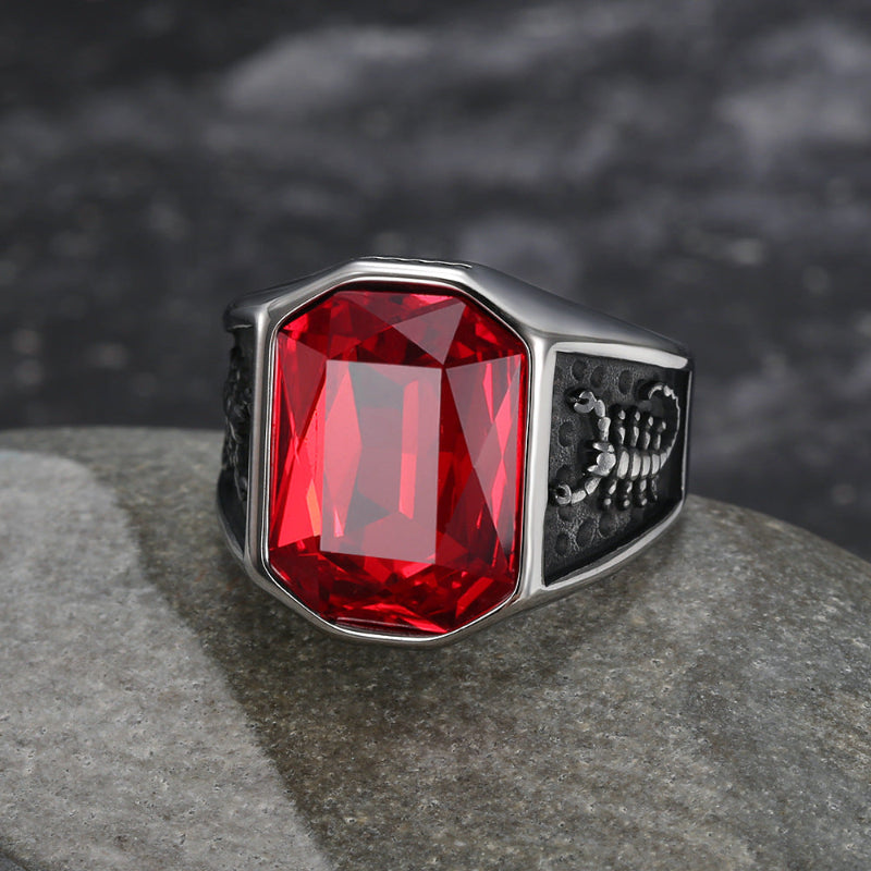 Vintage Engraved Men’s Signet Ring, Large Cushion‑Cut Gemstone Statement Ring