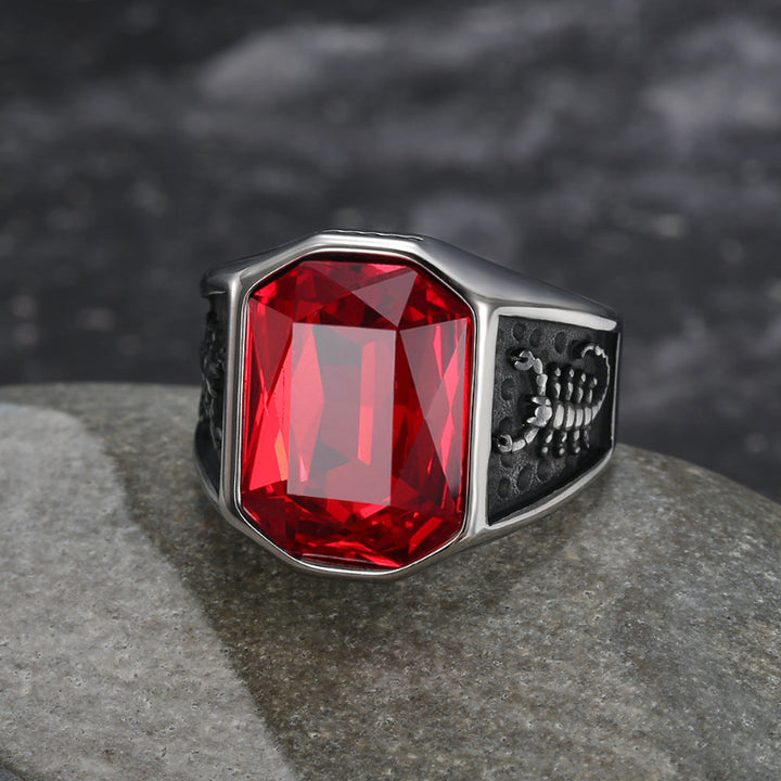 Vintage Engraved Men’s Signet Ring, Large Cushion‑Cut Gemstone Statement Ring