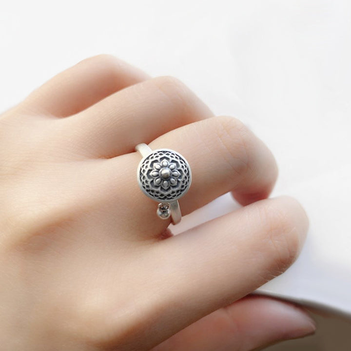 Rotatable Fidget Open Rings, Sunflower Star Moon Diamond Anxiety Relief Rings