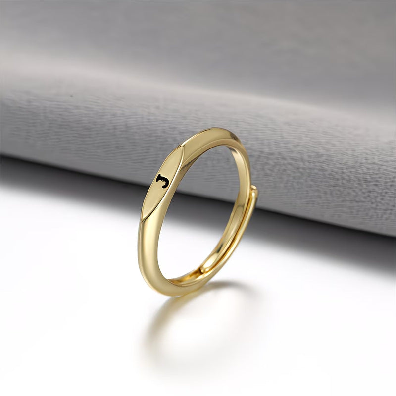 Custom 26 Initial Adjustable Stackable Ring, 14K Gold Dainty Tiny Minimalist Personalized Women Promise Band