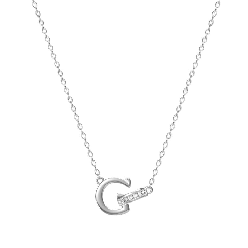 26 Letters Initial Necklace, Diamond Accent Personalized Women Collarbone necklace