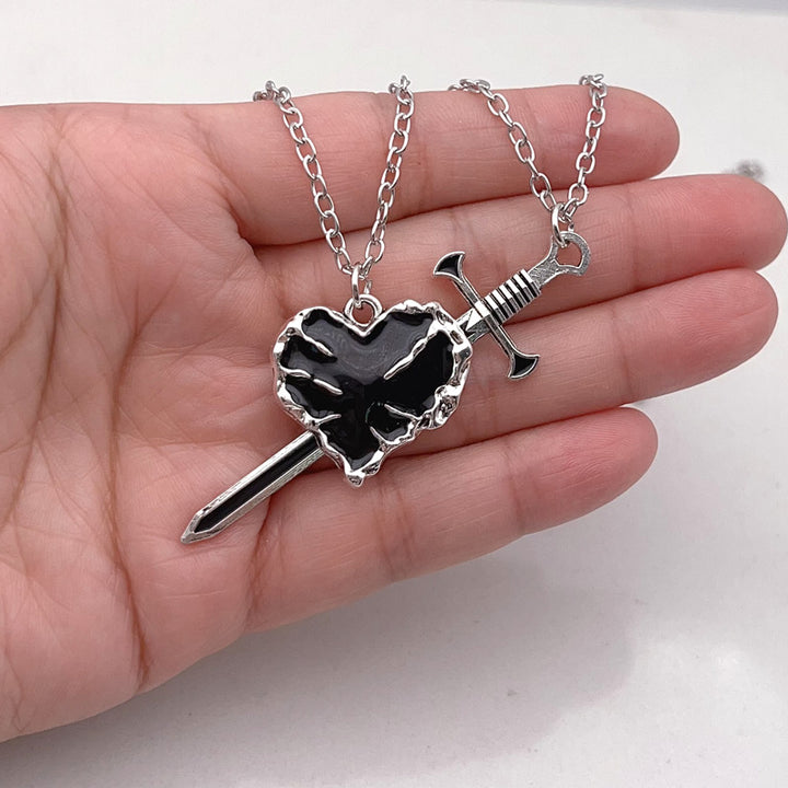 S925 Sword‑Through‑Heart Couple Collarbone Necklaces, Perfect Gift Choice For Couples