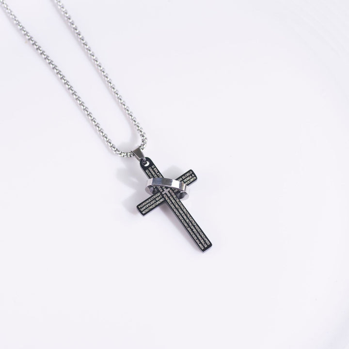 Letter and Cross Pendant Necklace; Hip-Hop/Punk Sweater Necklace for Men and Women