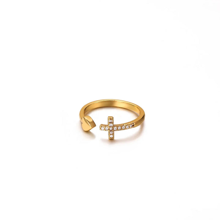 Open Cross‑Heart Ring &amp; Hand‑Hold Heart Necklace, Ideal for Daily Wear &amp; Gifting for Women