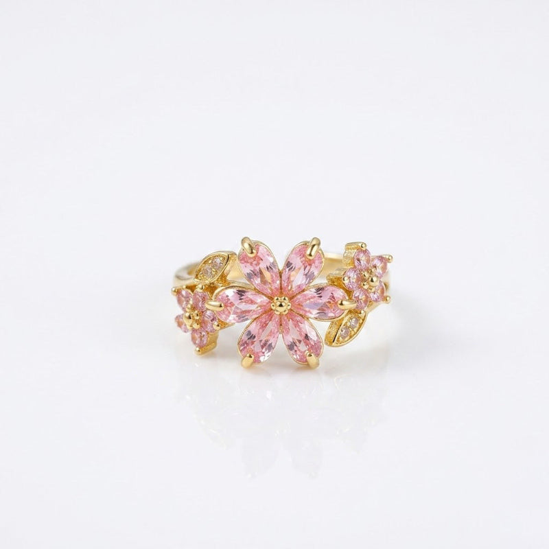 Floral & Bow Diamond Statement Rings, Tone Romantic Whimsical Adjustable open design