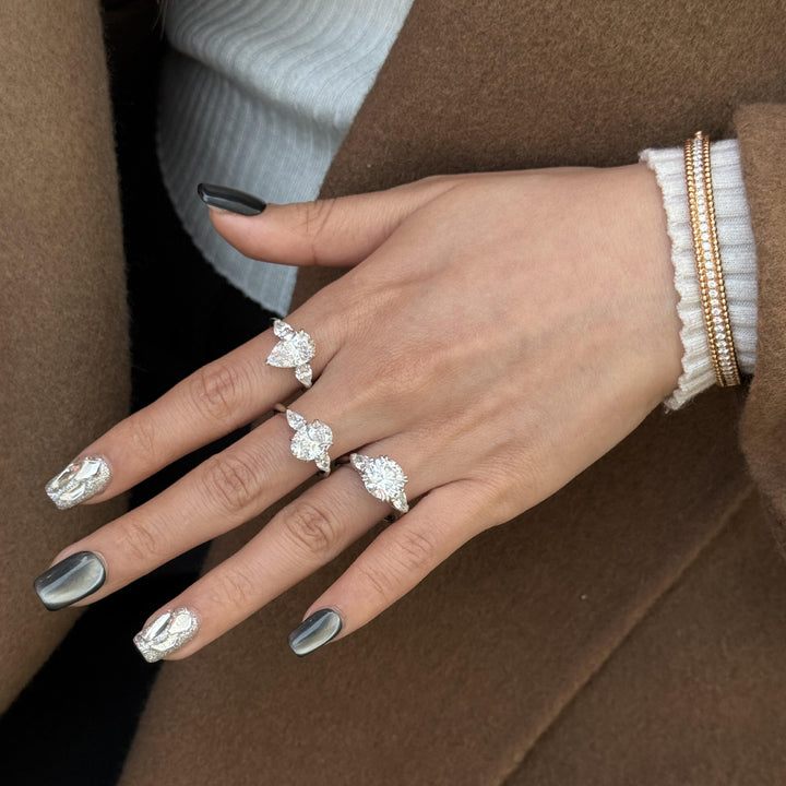 Stunning Adjustable Open 2-Carat Diamond Ring Set, Sparkling Statement Rings for Women
