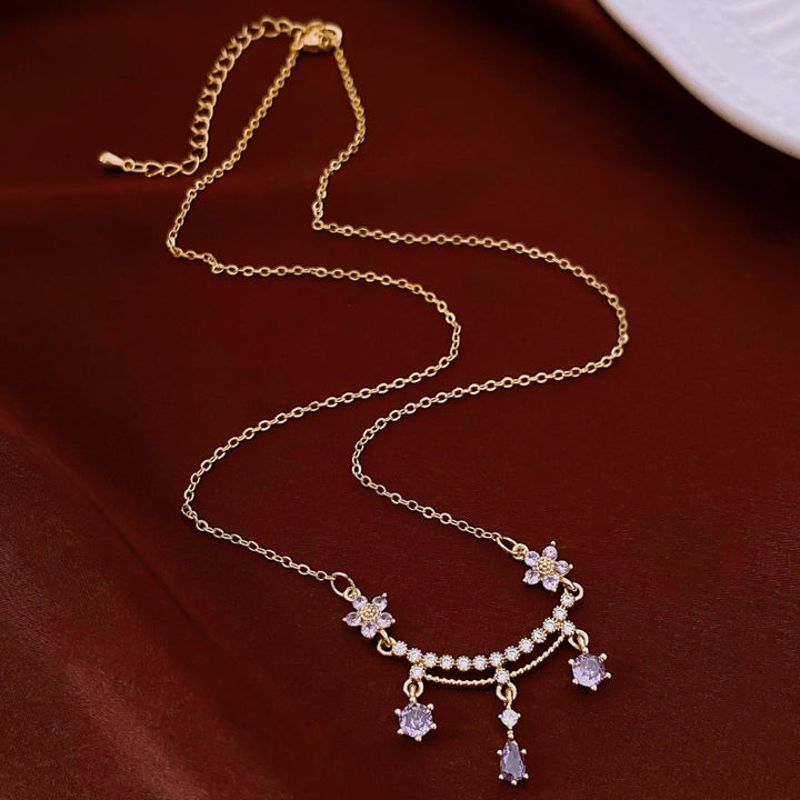 Vintage Floral Multi-Stone Drop Diamond Bib Necklace, Dainty Chain Romantic Wedding Bridal Statement Jewelry