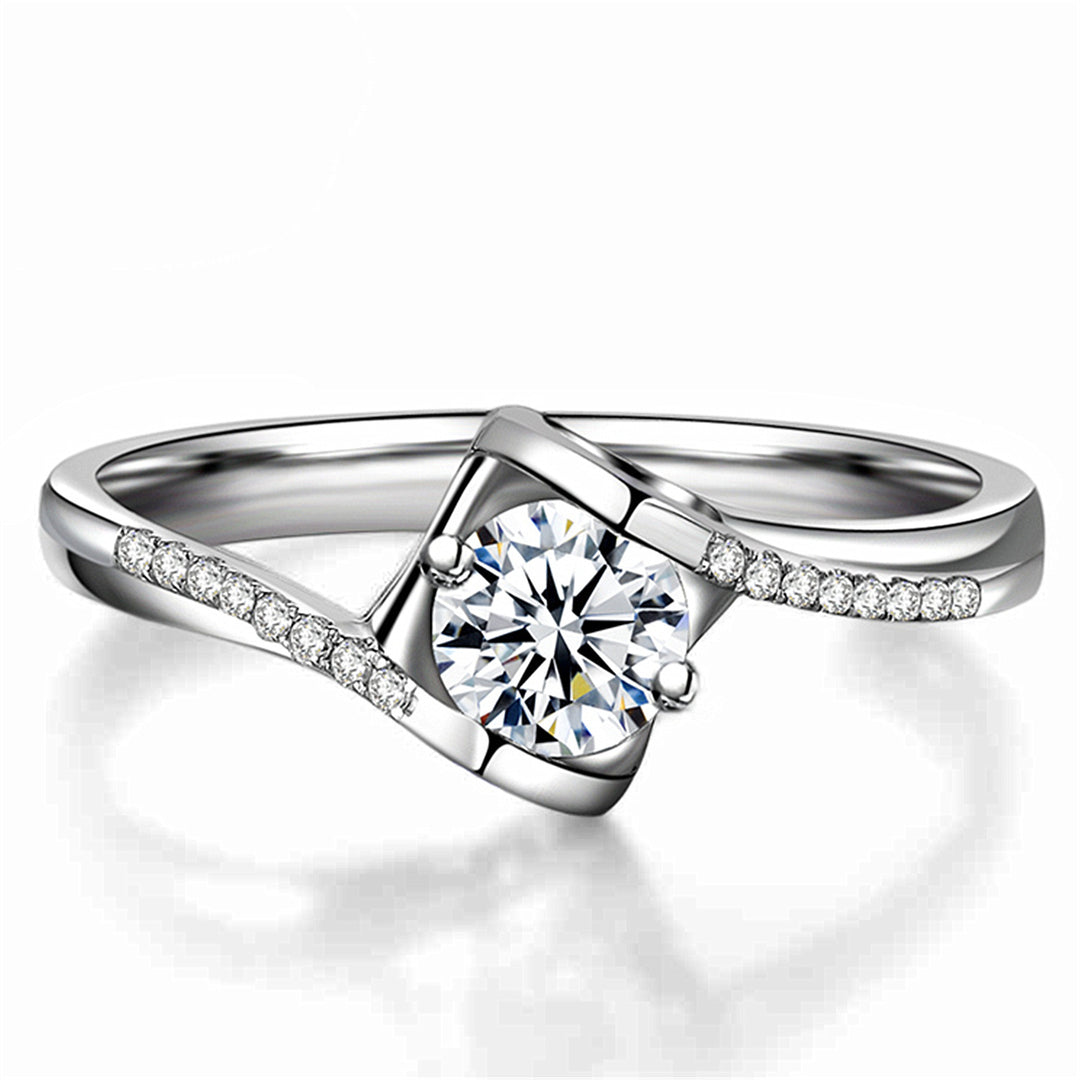 Open Twisted Band Diamond Ring, Elegant Solitaire Promise Engagement Ring