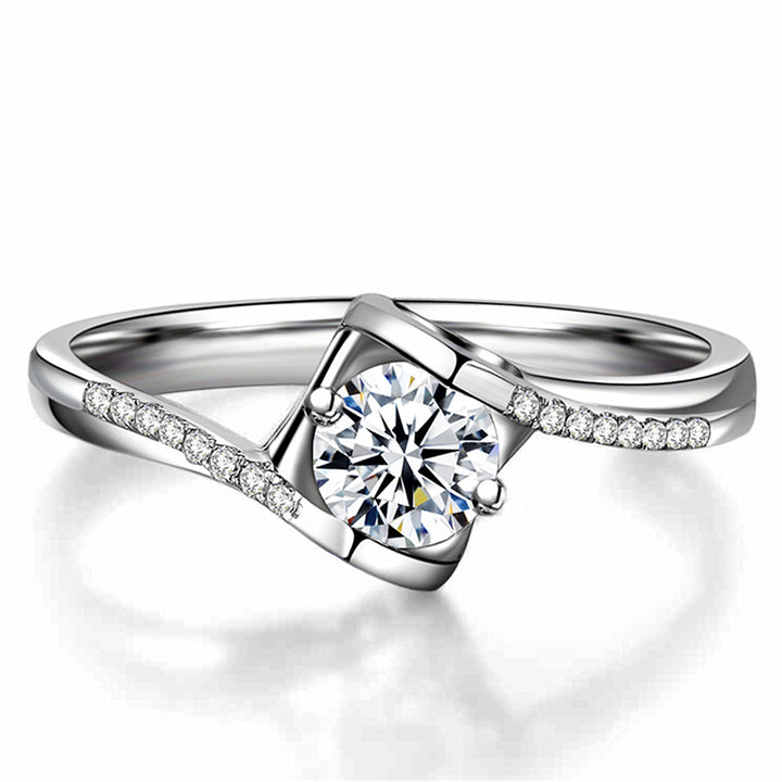 Open Twisted Band Diamond Ring, Elegant Solitaire Promise Engagement Ring