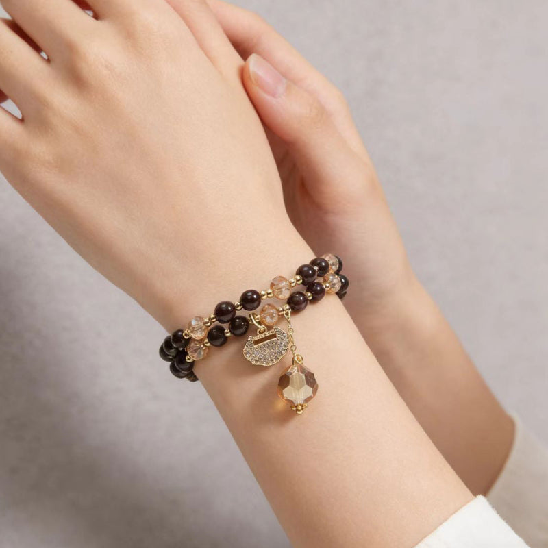 Multi‑Layer Natural Stone Bracelet With Longevity Lock Bracelet Great Gifts For Best Friends