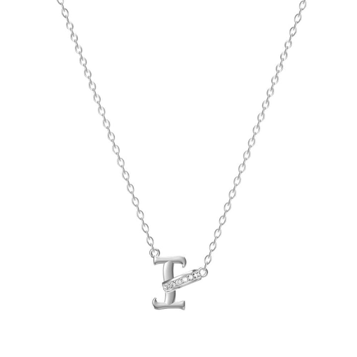 26 Letters Initial Necklace, Diamond Accent Personalized Women Collarbone necklace