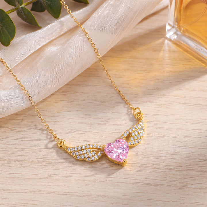 Angel Wings Heart Diamond & Gemstone Pendant Necklaces, Variants Women's Daily Fine Jewelry