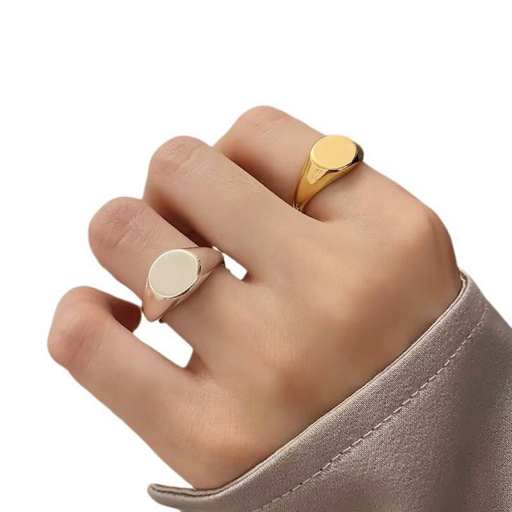 Classic Flat Round Signet Ring, Minimalist Solid Band for Daily Wear, Ideal Gift for Men &amp; Women