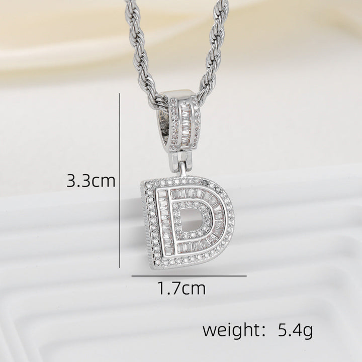 Silver Iced Out Personalized Name Letter Twisted Rope Chain Hip Hop Unisex Jewelry