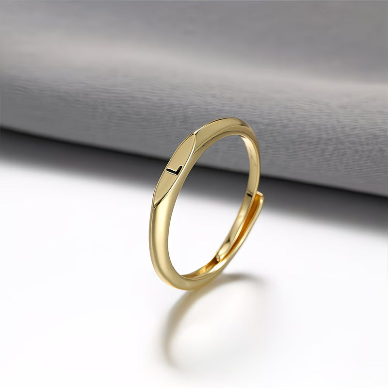Custom 26 Initial Adjustable Stackable Ring, 14K Gold Dainty Tiny Minimalist Personalized Women Promise Band