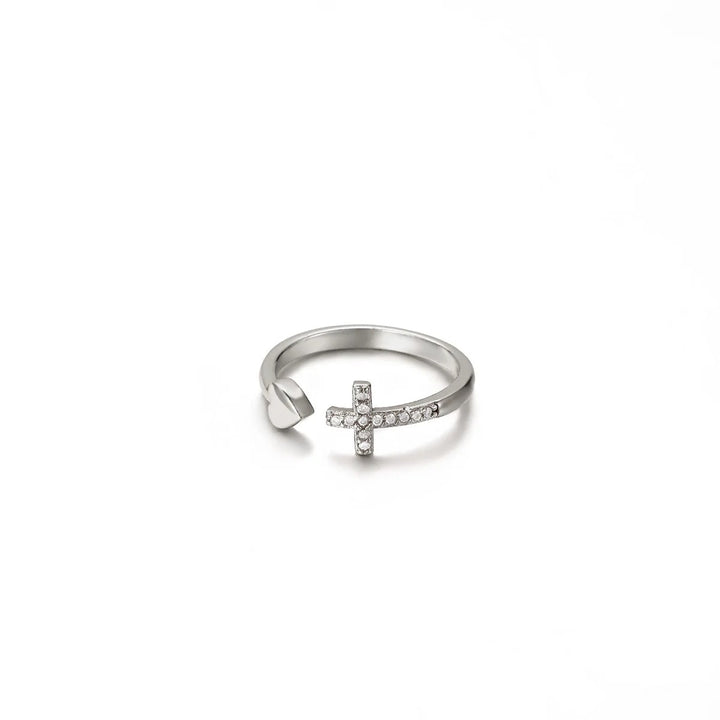 Open Cross‑Heart Ring &amp; Hand‑Hold Heart Necklace, Ideal for Daily Wear &amp; Gifting for Women