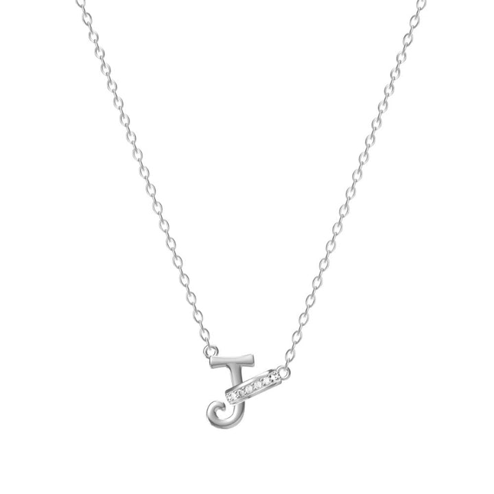 26 Letters Initial Necklace, Diamond Accent Personalized Women Collarbone necklace