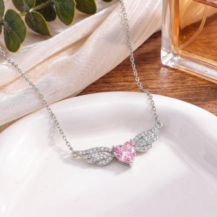 Angel Wings Heart Diamond & Gemstone Pendant Necklaces, Variants Women's Daily Fine Jewelry