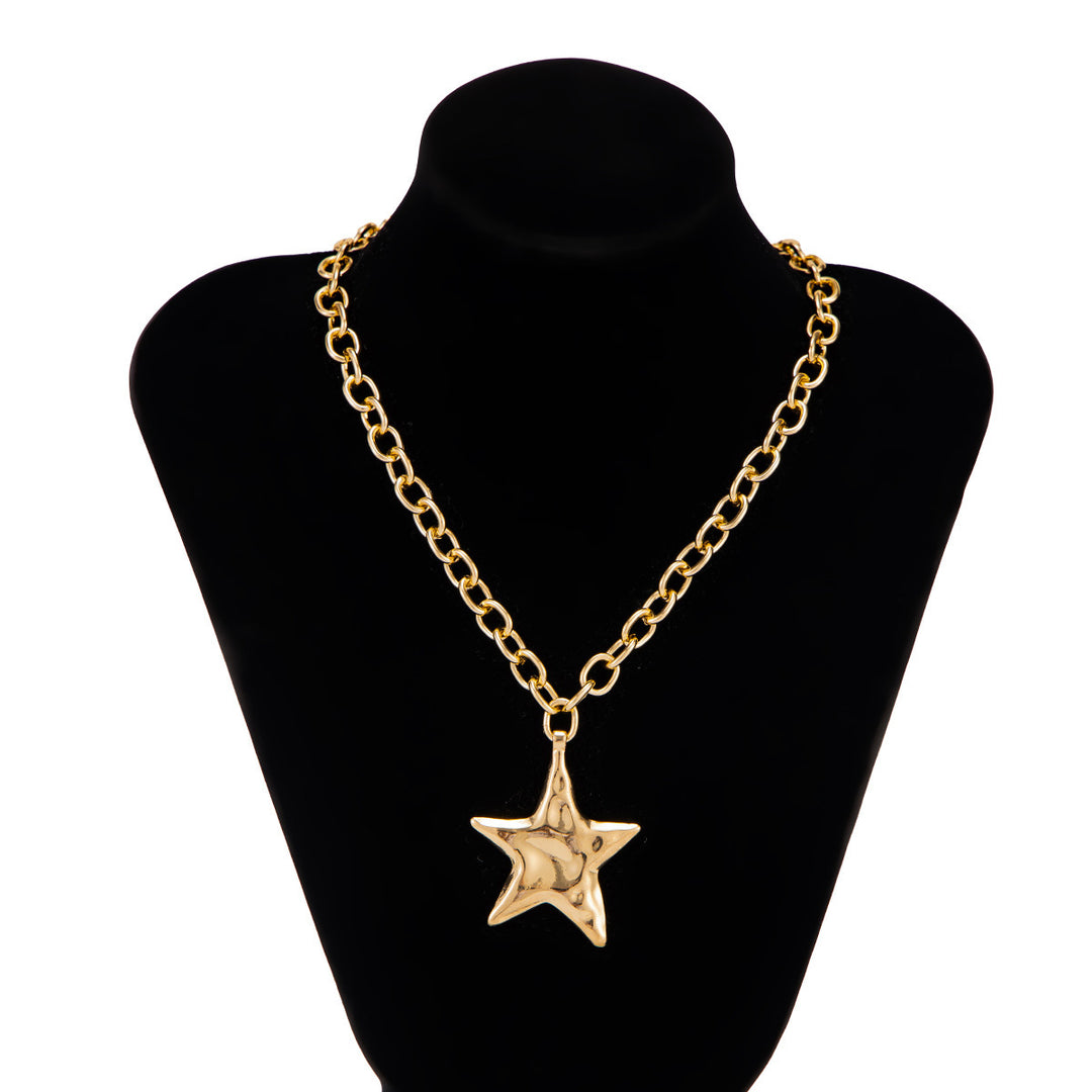 Unisex Textured Star Pendant Necklace, Bold Chain Design for Daily Wear &amp; Gifting for Men Women