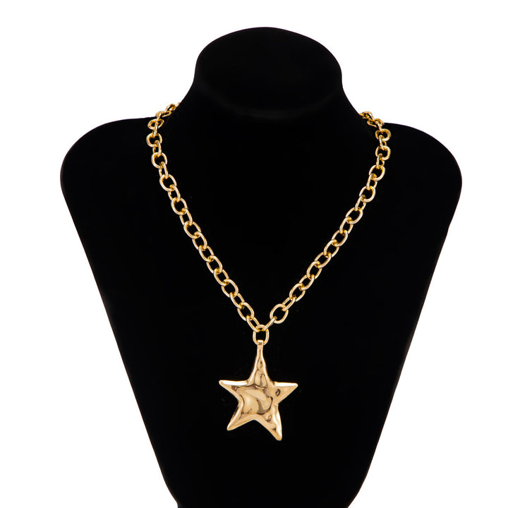 Unisex Textured Star Pendant Necklace, Bold Chain Design for Daily Wear &amp; Gifting for Men Women