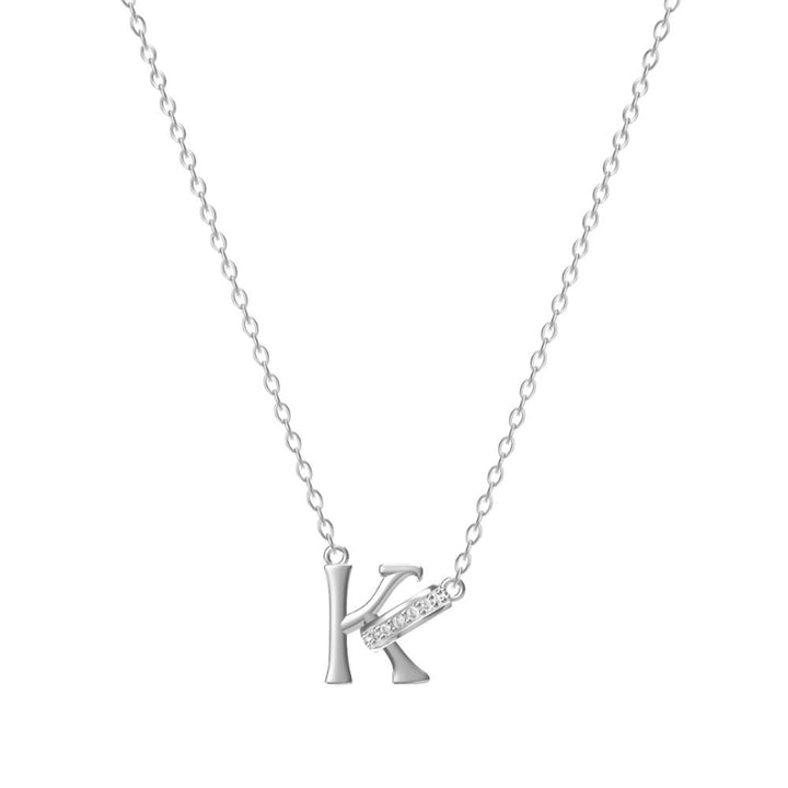 26 Letters Initial Necklace, Diamond Accent Personalized Women Collarbone necklace