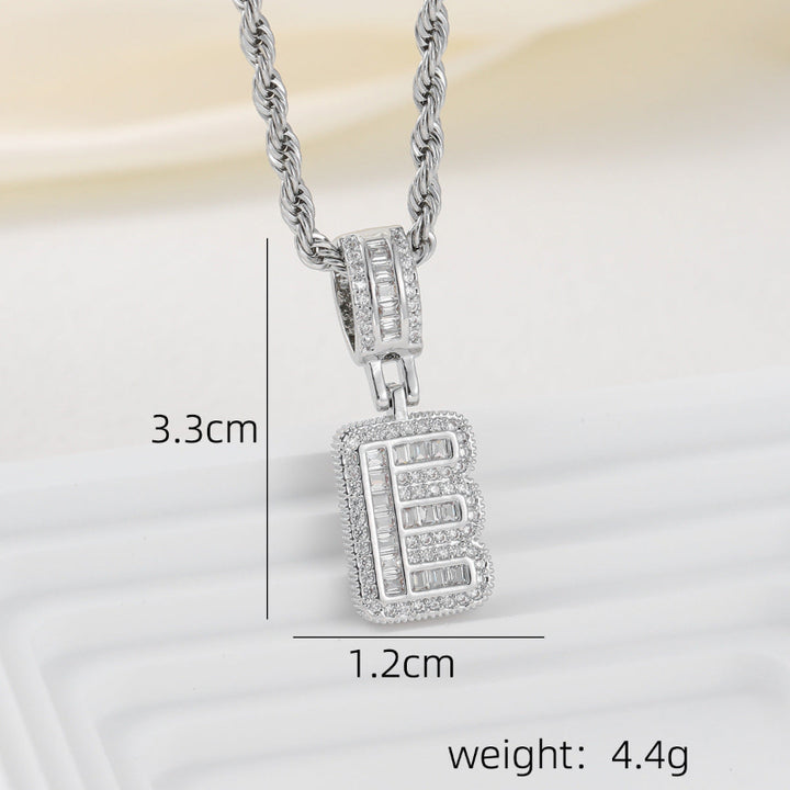 Silver Iced Out Personalized Name Letter Twisted Rope Chain Hip Hop Unisex Jewelry