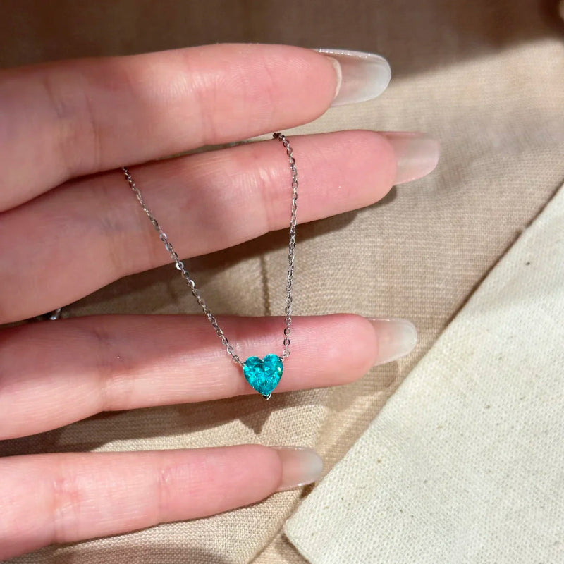 2 Carat Dainty Heart Cut Diamond Pendant Necklace, Minimalist Women Love Promise Collarbone Jewelry