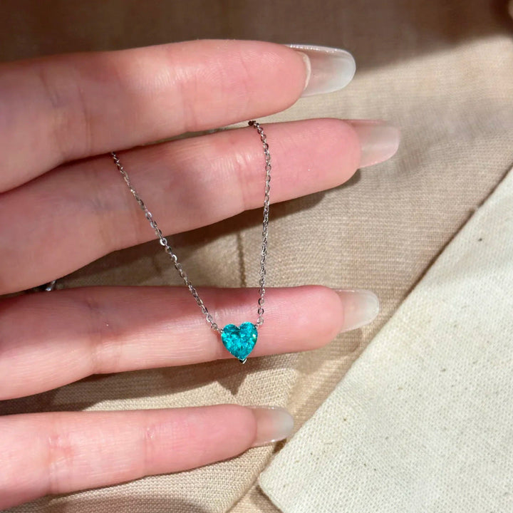 2 Carat Dainty Heart Cut Diamond Pendant Necklace, Minimalist Women Love Promise Collarbone Jewelry