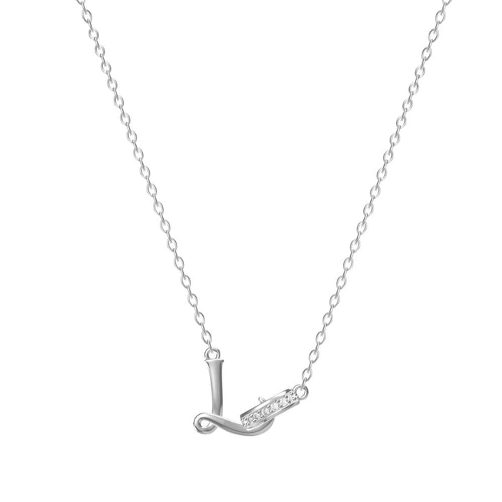 26 Letters Initial Necklace, Diamond Accent Personalized Women Collarbone necklace