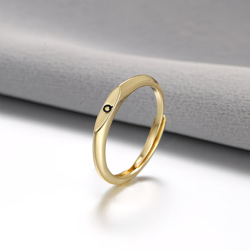 Custom 26 Initial Adjustable Stackable Ring, 14K Gold Dainty Tiny Minimalist Personalized Women Promise Band